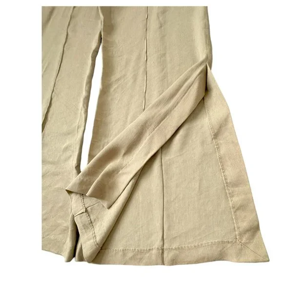 La Ligne Women's Size 10 Lizzie Side Viscose Linen Silk Pant Khaki NWT - Picture 3 of 9